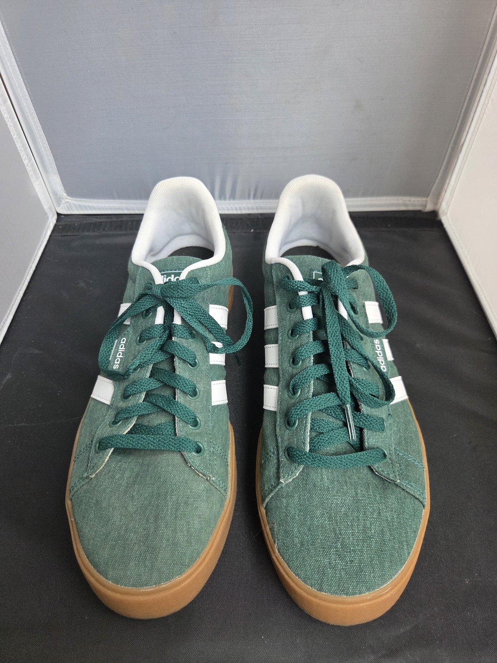 Adidas Men's Green Canvas Sneakers with Gum Sole